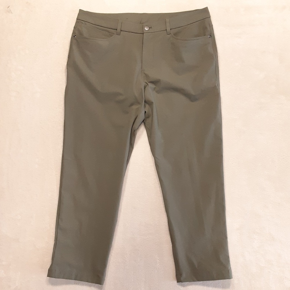 Lululemon Mens ABC Classic Pants 35 Inseam 25" Hem Warpstreme Army Green LM5AQGS - Picture 1 of 8
